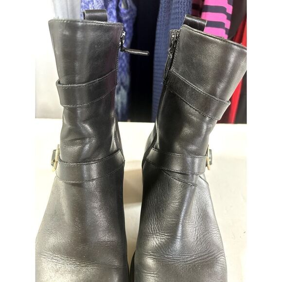 COLE HAAN Women's Leela Grand Moto Leather Booties Black Size 9B - Picture 5 of 16